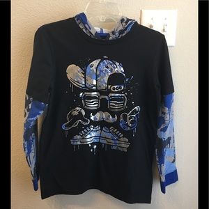 Brothers Boys’ Hoodie T-shirt with Half Face Mask